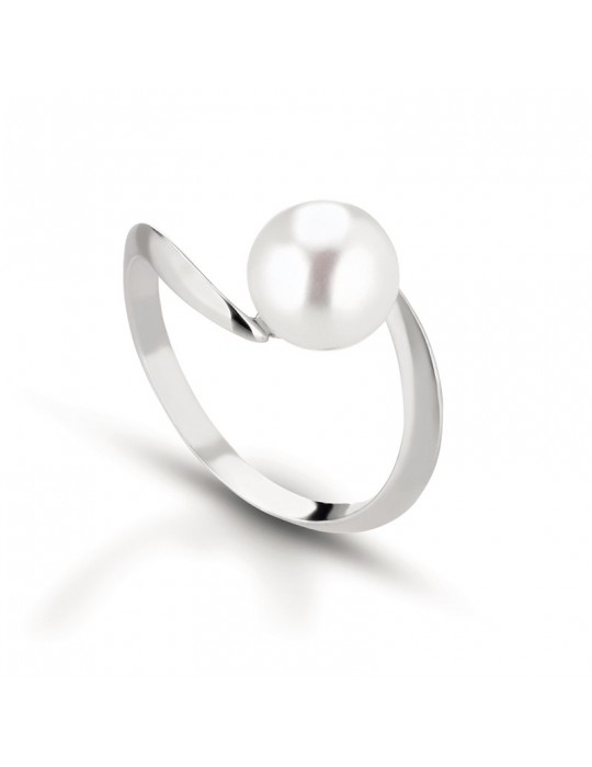 Anello Lelune - Classic - Oro Bianco - Perla - Misura 14 - LLRN20