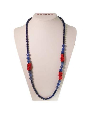 Collana Rajola - Hula - Lunga - Agata Blu - Corallo Rosso - 546142