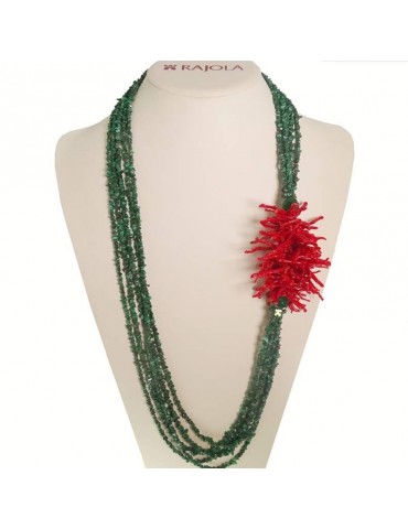 Collana Rajola - Oceano - Lunga - Malachite - Corallo Rosso - 5469517