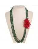 Collana Rajola - Oceano - Lunga - Malachite - Corallo Rosso - 5469517