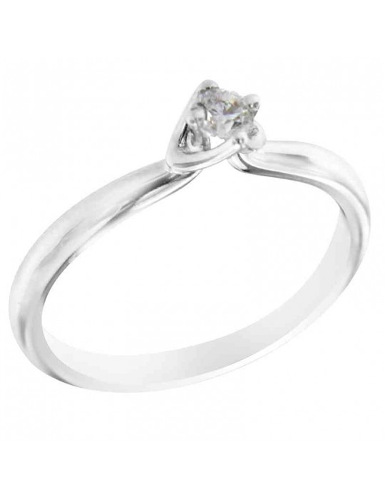 Davite&Delucchi Ring - Solitaire in 18k White Gold with Natural Diamond 0.15 ct - 0