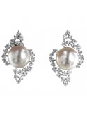 Coscia Earrings - in 18K White Gold with Australian Pearls and 1.08 Ct Diamonds - 0