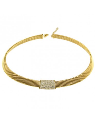 Crivelli - Tubogas Necklace in 18K Yellow Gold with Natural Diamonds 1.16 ct - 0