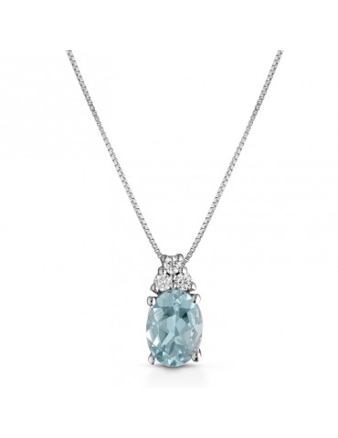 Collana Lelune Diamonds - Oro Bianco 18 carati - Diamanti - Acquamarina 0,60 carati - LDPLAM0600045
