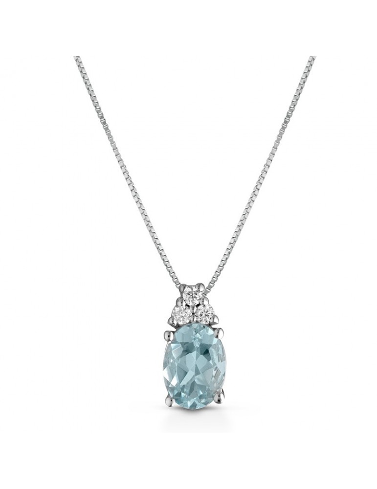 Collana Lelune Diamonds - Oro Bianco 18 carati - Diamanti - Acquamarina 0,60 carati - LDPLAM0600045