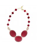 Collana Sikè da Donna - Occhi di Gatto Rosa - Quarzo Amarena - ART1164