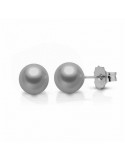 Lelune Earrings - Classic in 18K White Gold with 7-7.5 mm Gray Pearls - 0