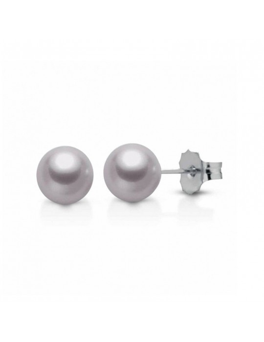 Lelune Earrings - Classic in 18K White Gold with Pearls 6.5-7 mm Lavender - 0