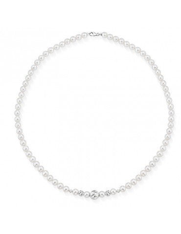 Lelune Starlight Necklace for Women - with 4.5-5mm Freshwater Pearls and 18k White Gold Spheres - 0