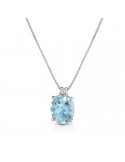 Lelune Diamonds Necklace for Women - in 18k White Gold with Diamonds and Aquamarine Pendant 1.00 carats - 0