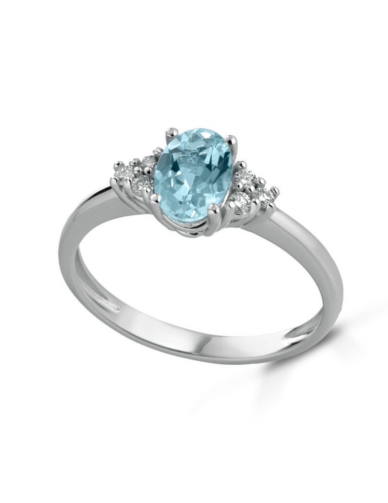 Anello Lelune Diamonds - Oro - Diamanti - Acquamarina Ovale 0,60 carati - LDRNAM060009