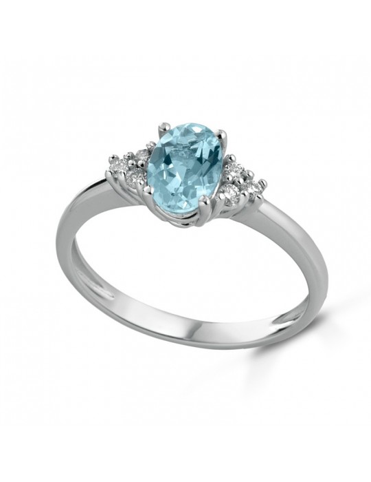 Anello Lelune Diamonds - Oro - Diamanti - Acquamarina Ovale 0,60 carati - LDRNAM060009