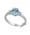 Lelune Diamonds Ring - in 18k White Gold with Diamonds and Oval Aquamarine 0.60 carats - 0