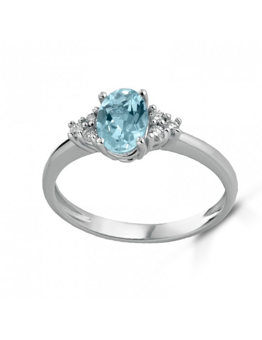 Anello Lelune Diamonds - Oro - Diamanti - Acquamarina Ovale 0,60 carati - LDRNAM060009