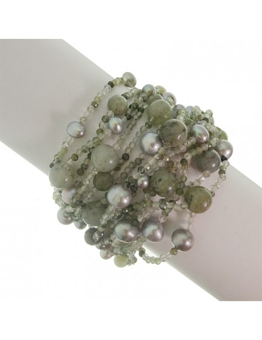 Bracciale Rajola - Bollicine-Multifilo-Quarzo Rutilato-Perle-543205818
