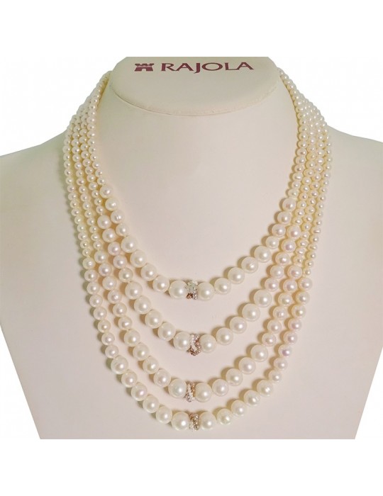Rajola Necklace - Fairy Tale - Multistrand - White - Gray Pearls - 5441913G Rajola Necklace - Fairy Tale - Multistrand - White - Gray Pearls - 5441913G