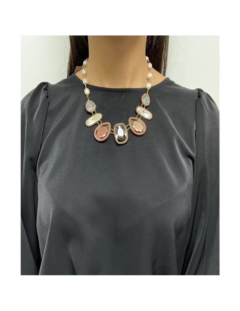 Collana Sikè  - Argento 925% Dorato - Swarovski -Perle Barocche-SW1091