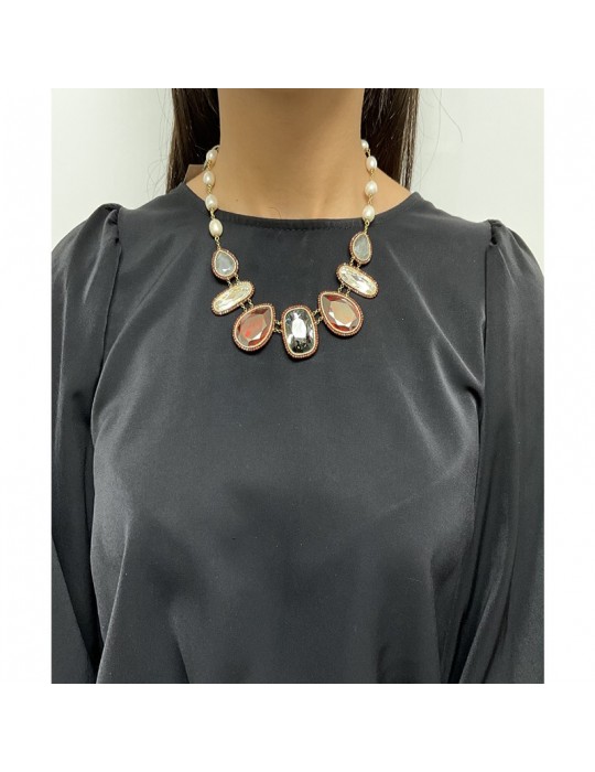 Sikè Necklace - 925% Gold Plated Silver - Swarovski - Baroque Pearls-SW1091