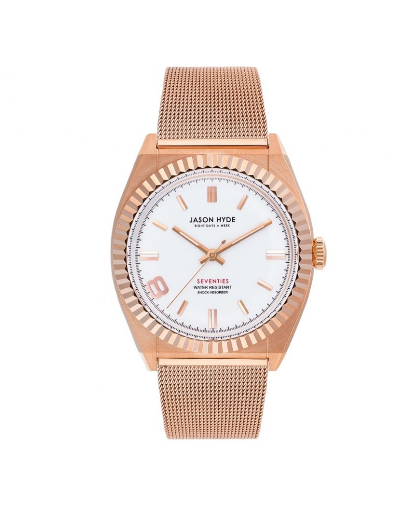 Orologio Jason Hyde - Uno - Solo Tempo - Rose Gold-36mm-Bianco-JH20016
