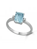 Lelune Diamonds Ring - in 18k White Gold with Diamonds and Aquamarine 1.20 carats - 0
