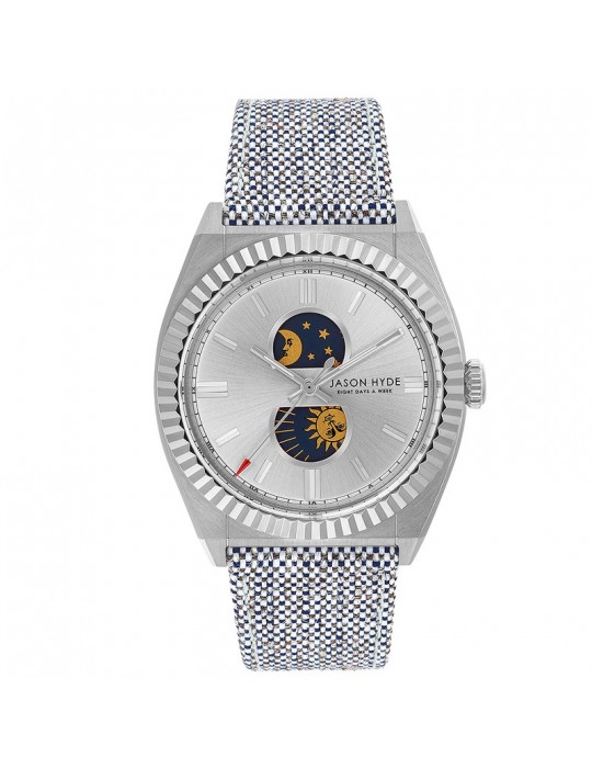 Orologio Jason Hyde - Lunatico - Blu Bianco - 40mm- Argento - JH41007
