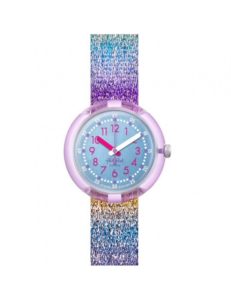 Orologio Flik Flak - Shine in Rainbow - Arcobaleno - 32mm -Blu-FPNP128