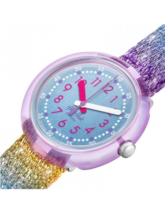 Orologio Flik Flak - Shine in Rainbow - Arcobaleno - 32mm -Blu-FPNP128