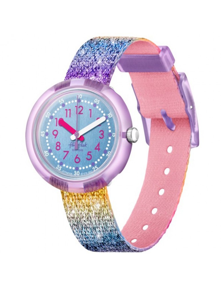 Orologio Flik Flak - Shine in Rainbow - Arcobaleno - 32mm -Blu-FPNP128