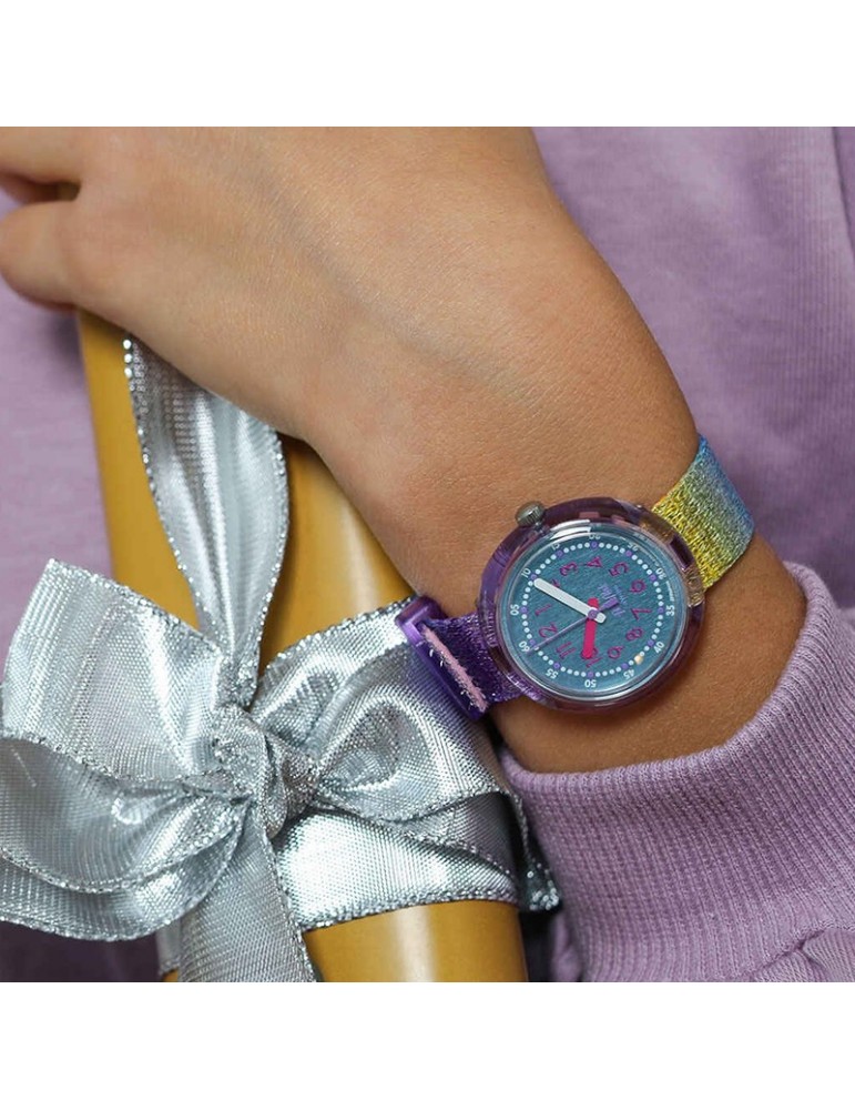 Orologio Flik Flak - Shine in Rainbow - Arcobaleno - 32mm -Blu-FPNP128