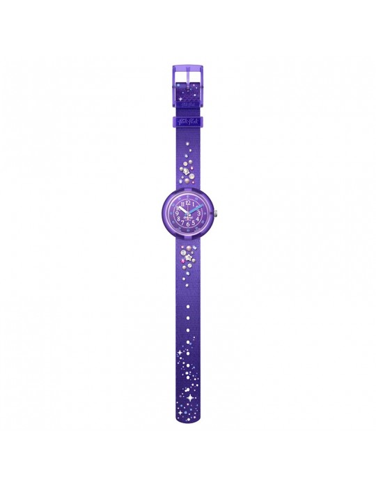 Flik Flak Watch - Stargazing - Purple -32mm-Stars-Crystals-FPNP139