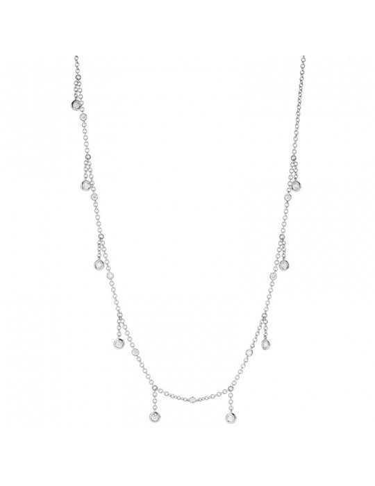 Buonocore - Easy Necklace in 18k White Gold Chanel with Natural Diamond Charms 0.50 ct - 0