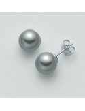Miluna Earrings - in 18K White Gold and Gray Pearls 7-7.5 mm - 0