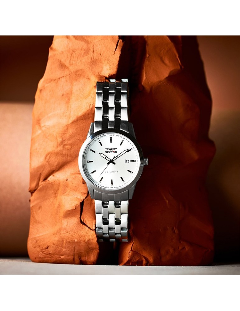 Orologio Sector - 660 - Tempo e Data - Silver -41mm-Bianco-R3253517030