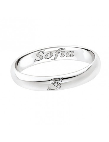 Polello Man's Wedding Ring in White Gold with Diamonds - 0