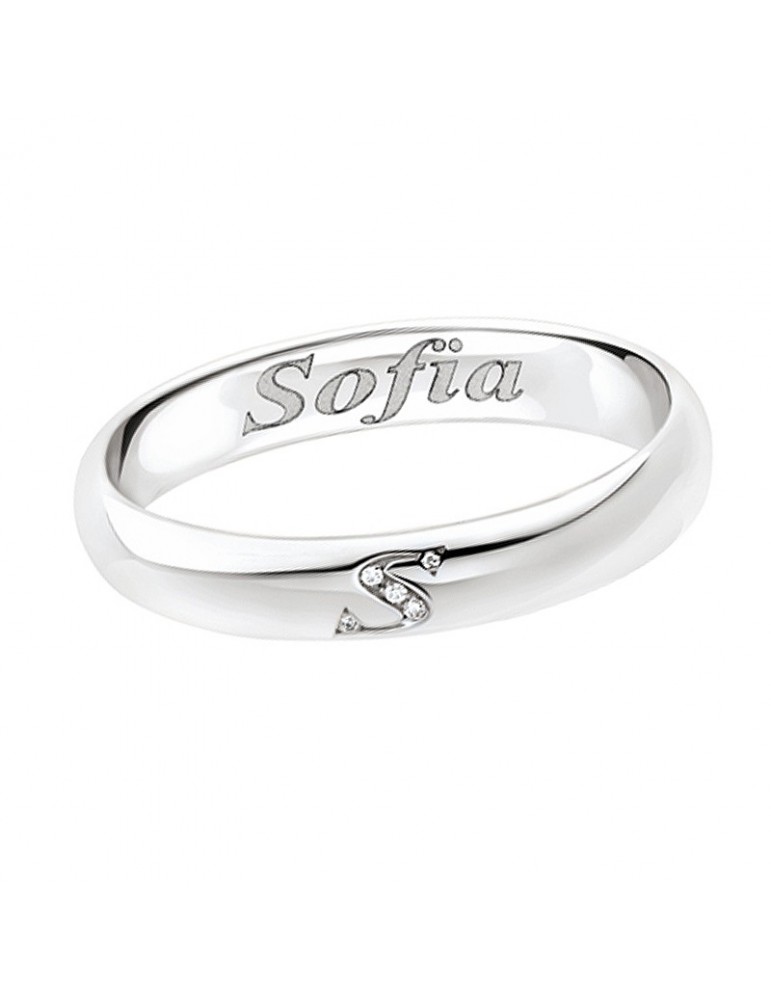 Polello Man's Wedding Ring in White Gold with Diamonds - 0