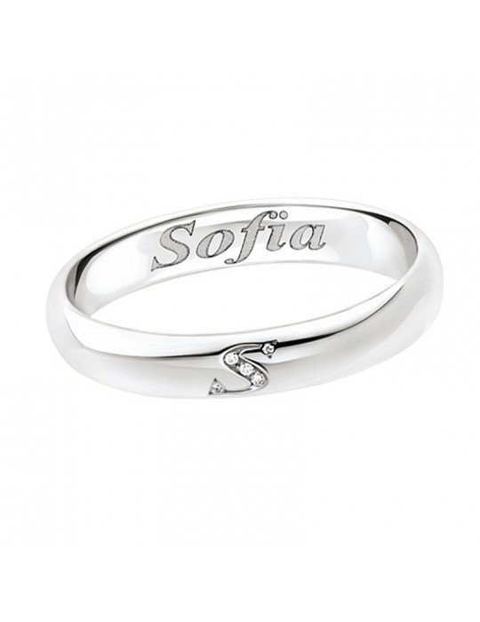 Polello Man's Wedding Ring in White Gold with Diamonds - 0