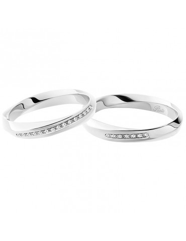 Polello Man's Wedding Ring in White Gold with Diamonds - 0