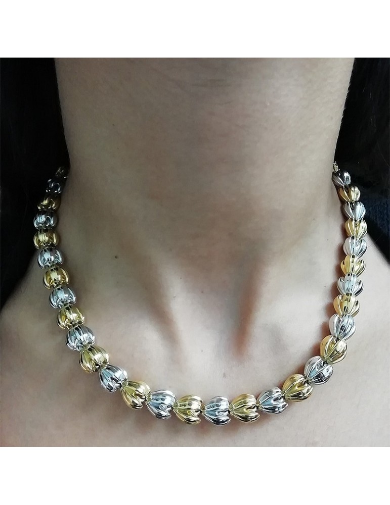 Chimento Necklace - Flower Buds in 18k White Gold and Yellow Gold 45cm - 0