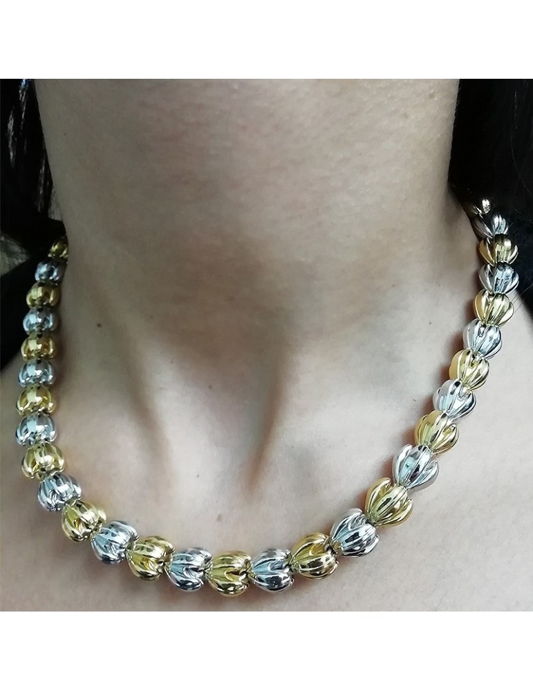 Chimento Necklace - Flower Buds in 18k White Gold and Yellow Gold 45cm - 0