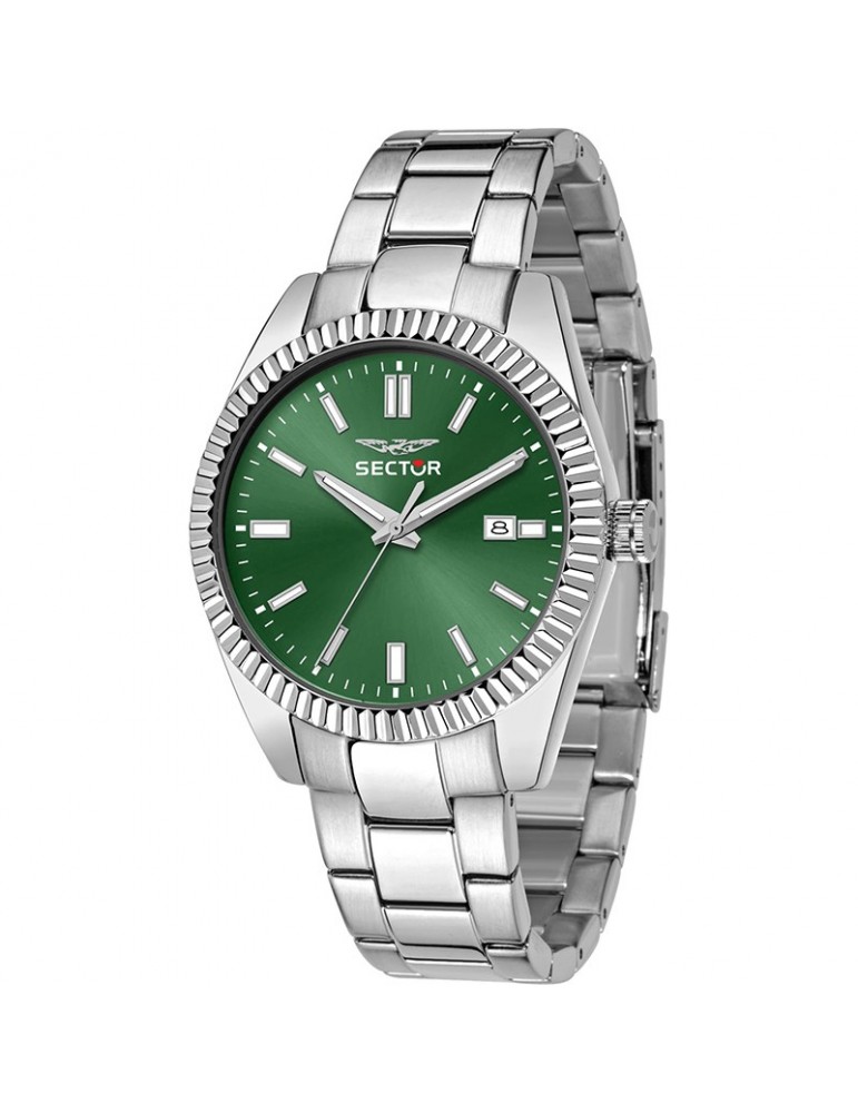 Sector Men's Watch - 240 Time and Date Silver 41mm Green - 0