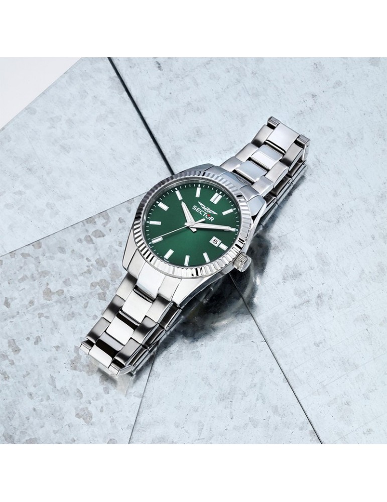 Sector Men's Watch - 240 Time and Date Silver 41mm Green - 0