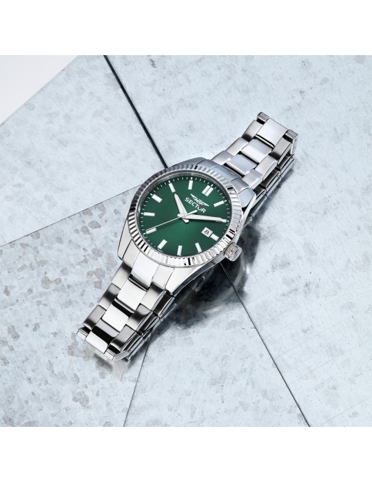 Sector Men's Watch - 240 Time and Date Silver 41mm Green - 0