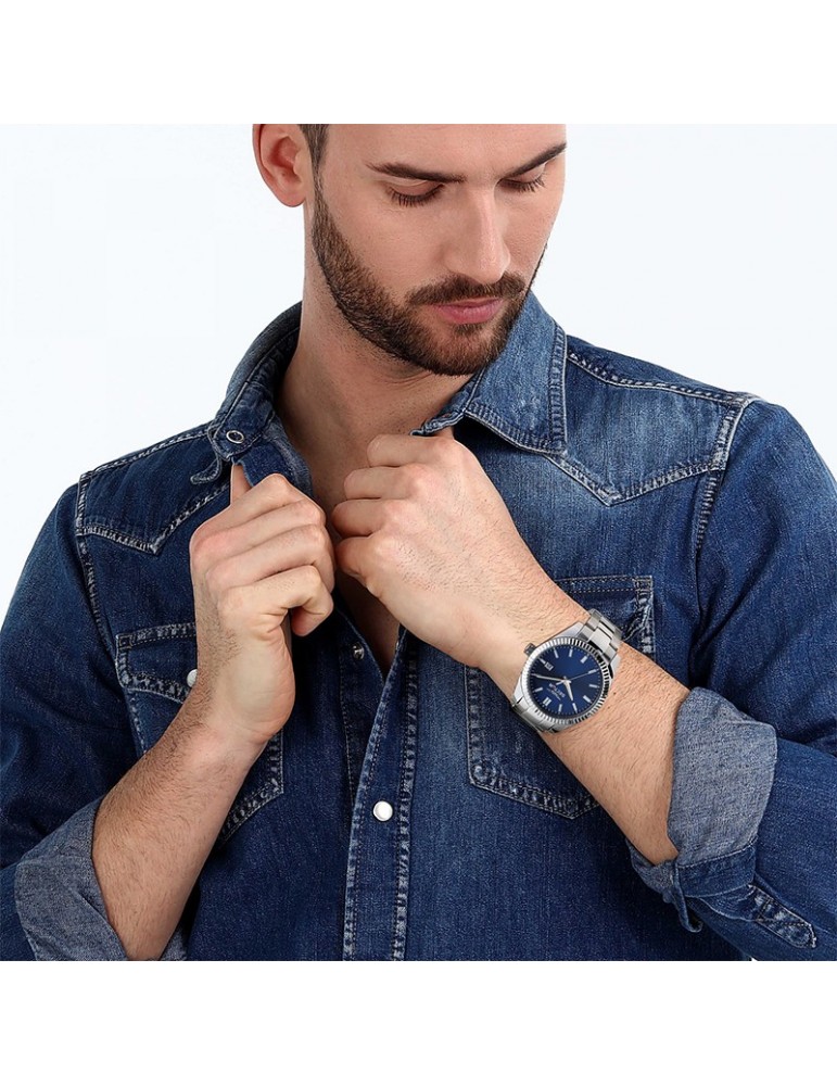 Orologio Sector - 240 - Tempo e Data - Silver - 41mm-Blu-R3253240049