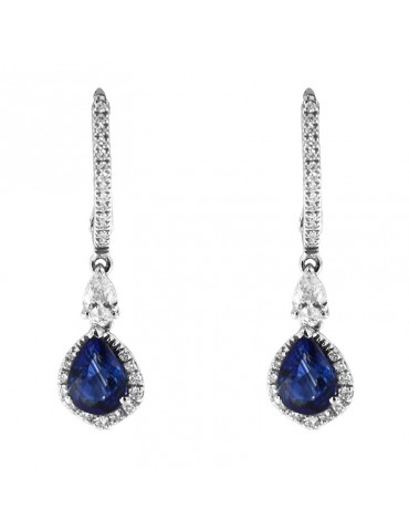 Crivelli Earrings - Pendants in 18k White Gold with Natural Diamonds and Sapphires 1.67 ct - 0