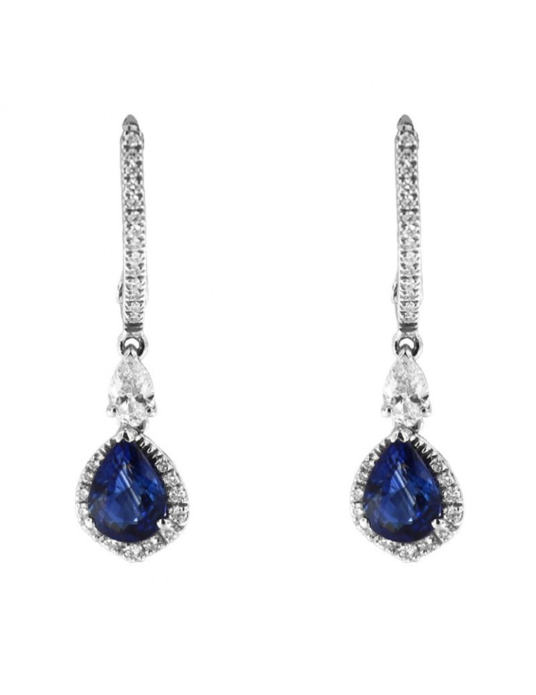 Orecchini Crivelli Pendenti Goccia Oro Diamanti Zaffiri