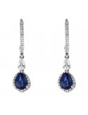 Crivelli Earrings - Pendants in 18k White Gold with Natural Diamonds and Sapphires 1.67 ct - 0