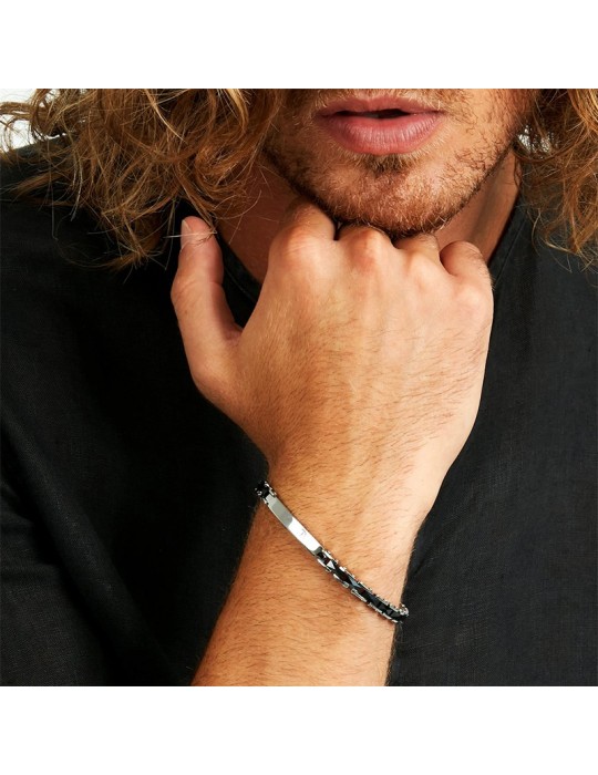 Bracciale Sector - Ceramic - Acciaio 316L -Targhe-Elementi Neri-SAFR35