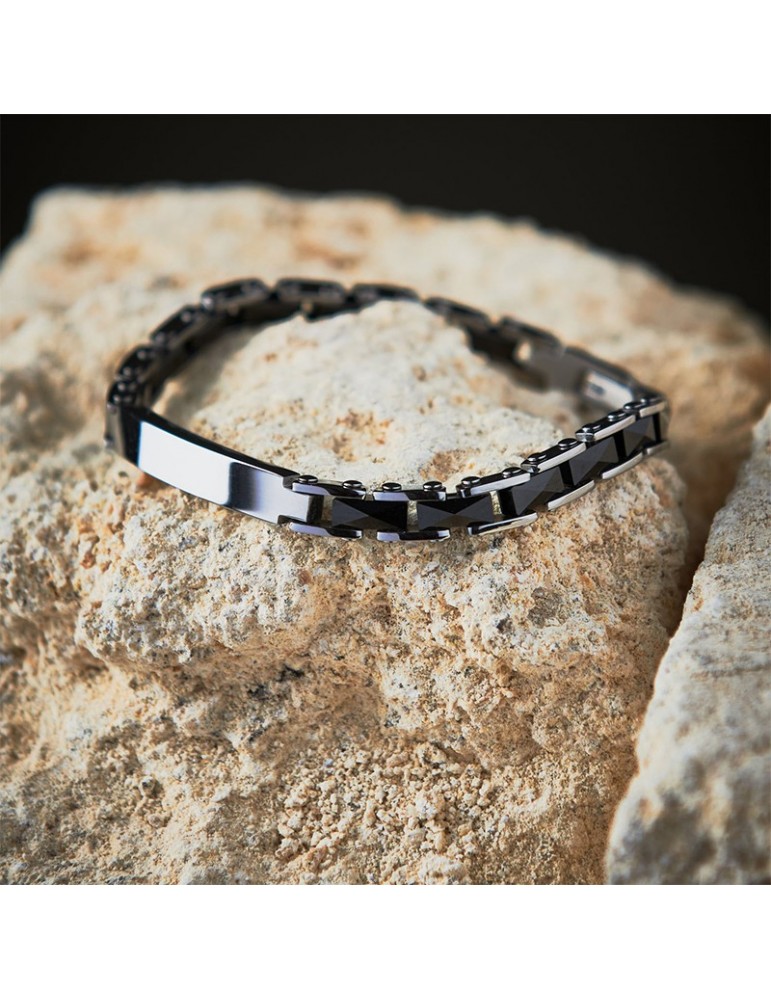 Bracciale Sector - Ceramic - Acciaio 316L -Targhe-Elementi Neri-SAFR35