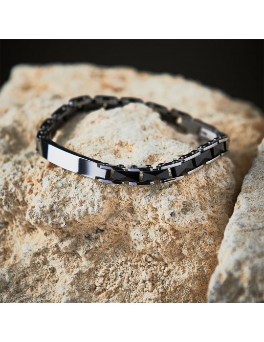 Bracciale Sector - Ceramic - Acciaio 316L -Targhe-Elementi Neri-SAFR35