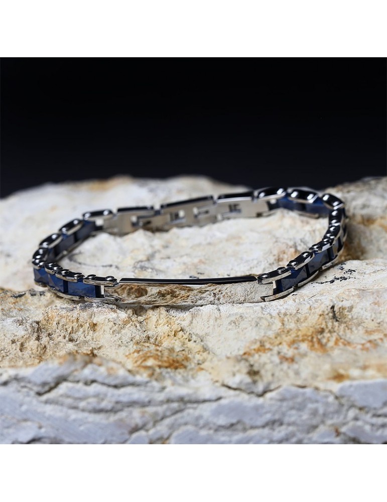 Sector Bracelet - Ceramic - 316L Steel - Blue Plates - Elements-SAFR37